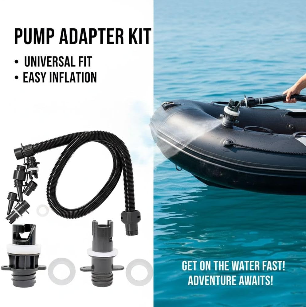 12 in 1 Paddle Board Pump Adapter Set, Universal Sup Air Pump Hose with 7 Nozzles for Inflatable Paddleboard, Boat, Tent, Paddle Board Accessories Replacement Parts for Electric SUP Pump, Rafts, Kayak