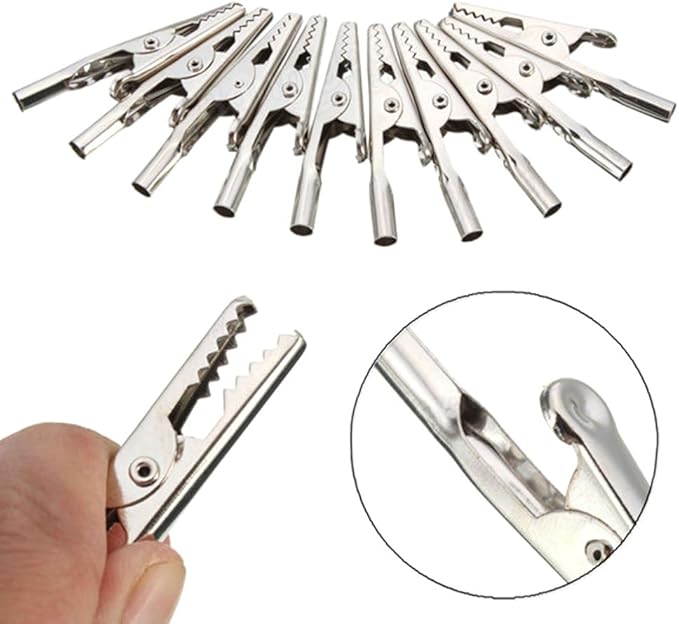 6 Pcs/Lot 51mm Length Crocodile Clips Stainless Steel Screw Probe Fixing Test Alligator Clips Crocodile Clamps
