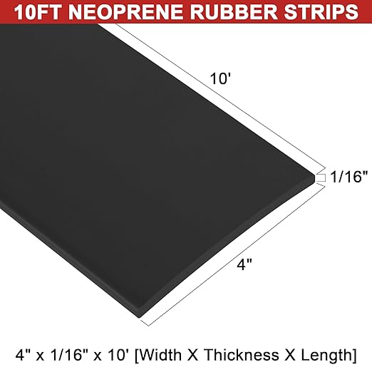 Adhesive Rubber Strips 4" Wide x 116" Thick x 10' Long Neoprene Rubber Sheets, Rolls Strips with Adhesive Backing Rubber Pads Self Stick Seal Rubber Gasket Adhesive Back for Matting Padding