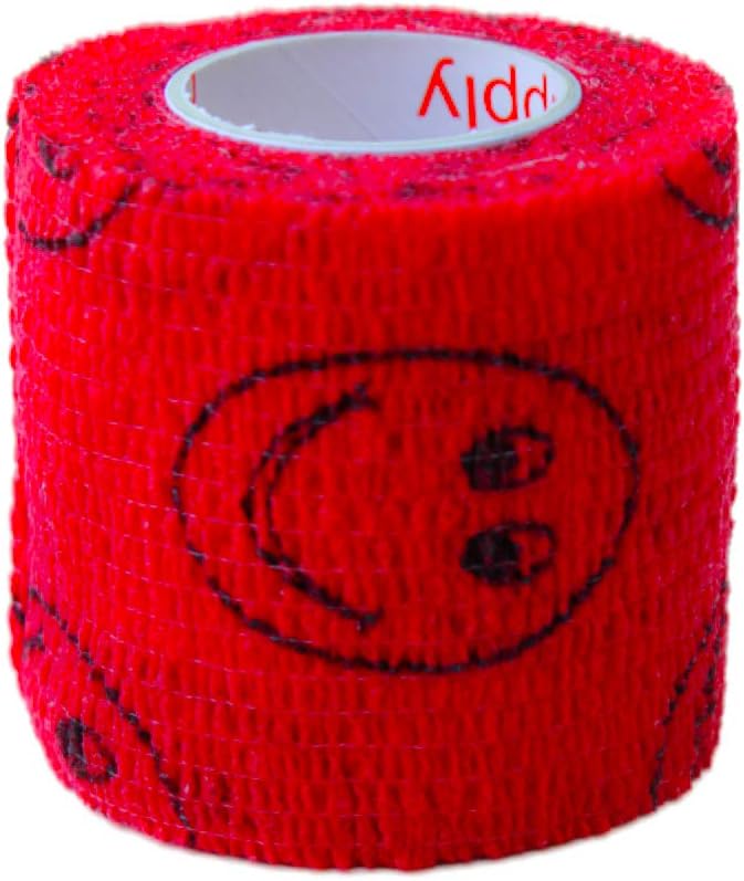 2 Inch Self Adhesive Medical Bandage Wrap Sport Tape (Purple, Yellow, Red and Smiles on Yellow, Red, Green) (6 Rolls) Strong Elastic Self Adherent Flex Rolls for Wrist Ankle Knee Sprains Swelling