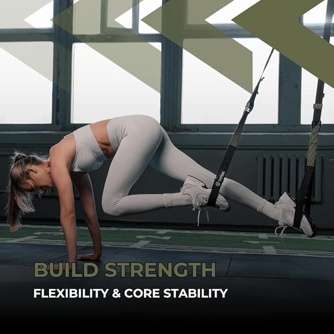 THYSOL Resistance Trainer Pro Xtreme Straps Army Sling Trainer Set with Adjustable Door Anchor Fitness Home Workouts - Suitable for Travelling for Training Indoor Outdoor