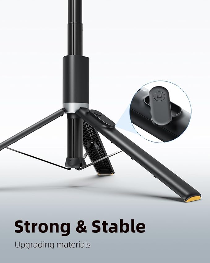 TODI 63" Cell Phone Selfie Stick Tripod, Portable Tripod for iPhone with Wireless Remote, Extendable Smartphone Stand, All-in-1, Compatible with iPhoneAndroid