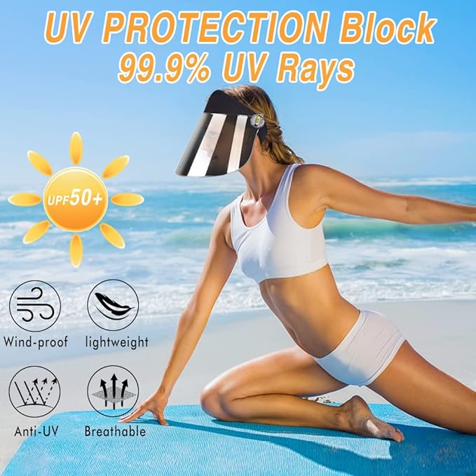 WAYCOM Sun Cap, Sun Visor Hat - UV Protection Hat -Premium UPF 50 Hat for Hiking, Golf, Tennis, Outdoors