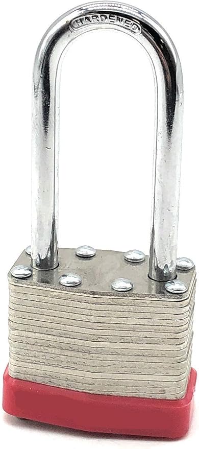40mm Keyed Alike Laminated Steel Long Shackle Padlock, 1 3/4" Wide x 2 3/4" Shackle Size (1 Pack)