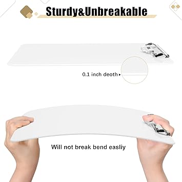 Hongri Plastic Clipboard, White 8.5x11" Clipboard, A4 Letter Size Clipboards for Nurses, Students, Office and Women, Clipboard with Pen Holder and Low Profile Clip, Size 12.5 x 9 Inch(White)
