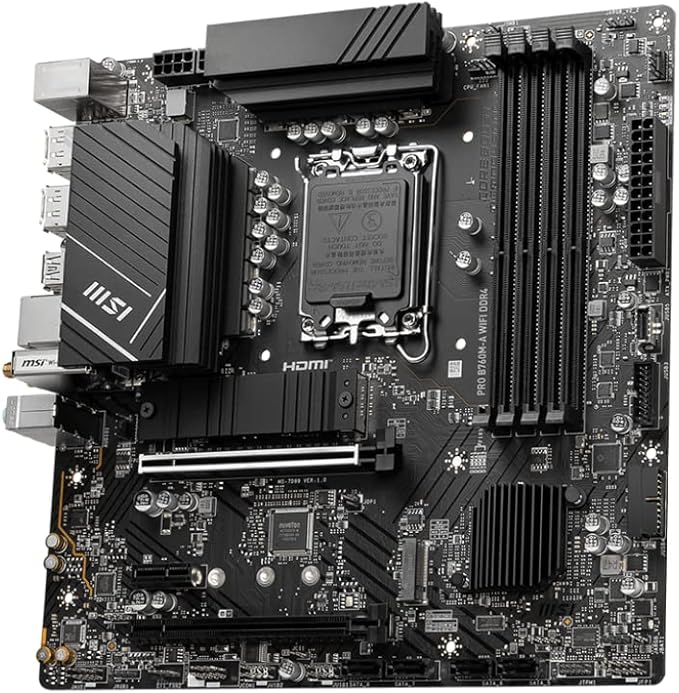 MSI PRO B760M-A WiFi DDR4 ProSeries Motherboard (Supports 12th/13th/14th Gen Intel Processors, LGA 1700, DDR4, PCIe 5.0, M.2, 2.5Gbps LAN, USB 3.2 Gen2, HDMI/DP, Wi-Fi 6E, Bluetooth 5.3, mATX)