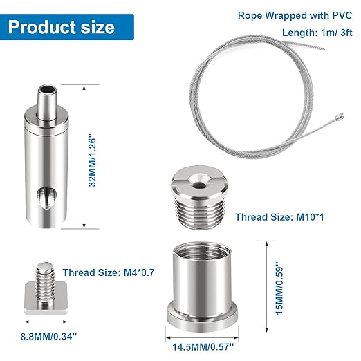 Ceiling Hanging Wire Cable Kit, 4 Sets Wire Cable Hanging System kit, Aquarium Light Hanging Kit, Adjustable Wire Rope for Linear Light, Panel, Pendant, Chandelier, Suspension Light Fixture