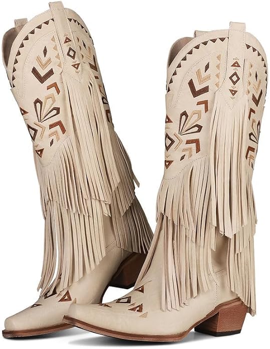 Women's Cowgirl Boots Knee High Fringe Boots