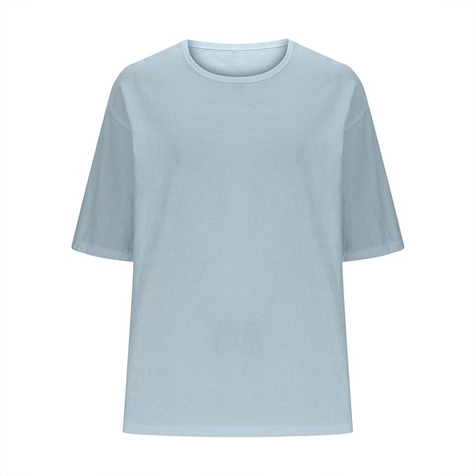 Women Fall Fashion T-Shirts Short Sleeve Oversized Casual Loose Crew Neck Tee Summer Outfits Peasant Blouse Top 2025