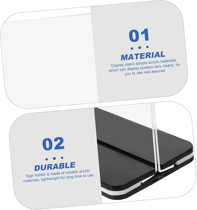 3pcs Display Board Poster Stands for Display Table Top Display Stand Table Top Sign Holder Table Sign Holders Picture Holders for Tables Store Sign Holders Acrylic Transparent