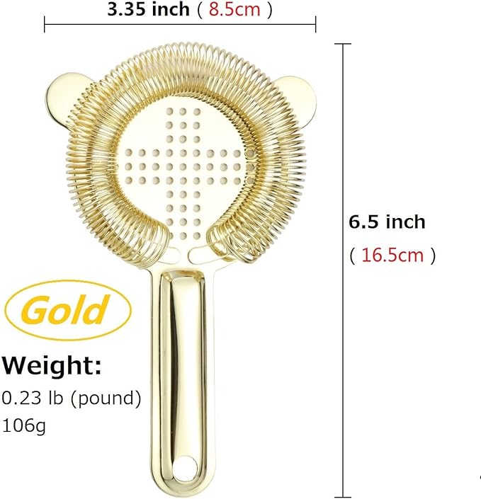 Cocktail Strainer,hawthorne strainer,Stainless Steel Bar Strainer, Bar Tool Drink Strainer with 100 Wire Spring for Professional Bartenders and Mixologists Professional for Bar Restaurant Home
