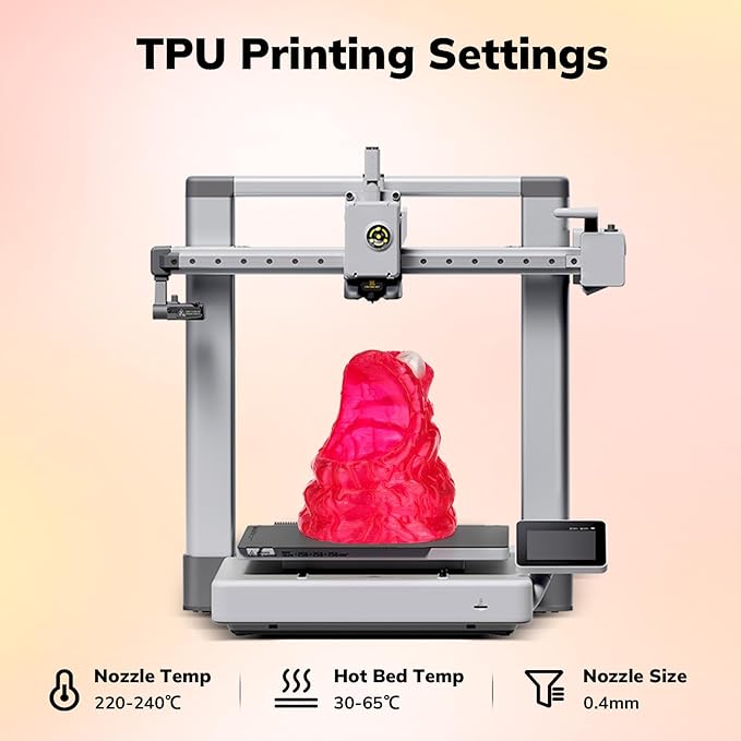 AMOLEN 95A TPU 3D Printer Filament 1.75mm, High Hardness Resilience TPU Transparent Red Filament, 1KG Flexible 3D Filament, Dimensional Accuracy - 0.02mm, Suitable for Most FDM 3D Printers