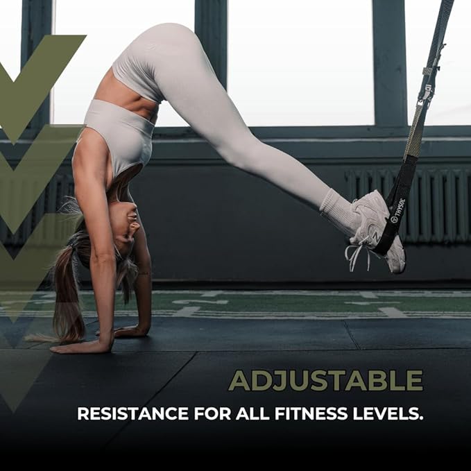 THYSOL Resistance Trainer Pro Xtreme Straps Army Sling Trainer Set with Adjustable Door Anchor Fitness Home Workouts - Suitable for Travelling for Training Indoor Outdoor