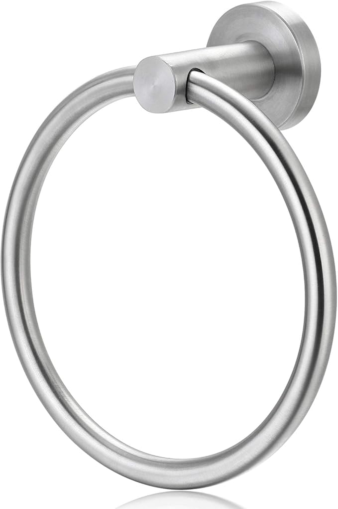 Bahroom Towel Ring Stainless Steel SUS 304,Circle Hand Towel Holder,Matte Round Towel Holder Wall Mount Towel Rack Silver