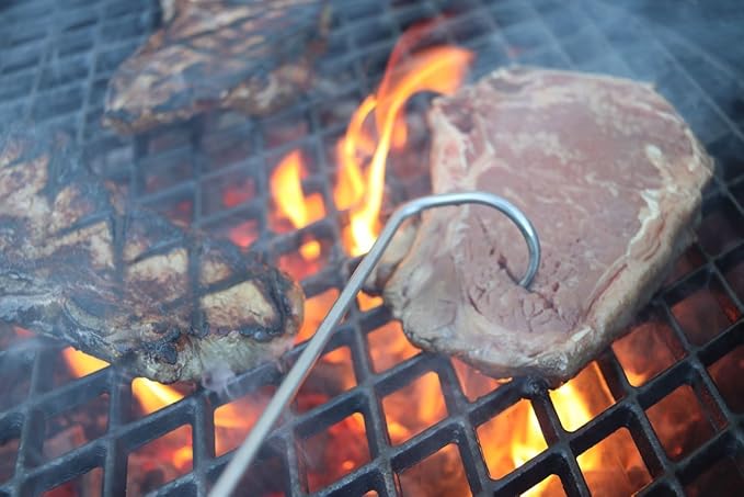 Food Flipper Turner Hooks Stainless Steel BBQ Meat Hook Cooking Barbecue Turners Hooks Grill Accessories for BBQ Steak,Tri-Tips,Patties Sausages Ribs Chicken Breast Roasts
