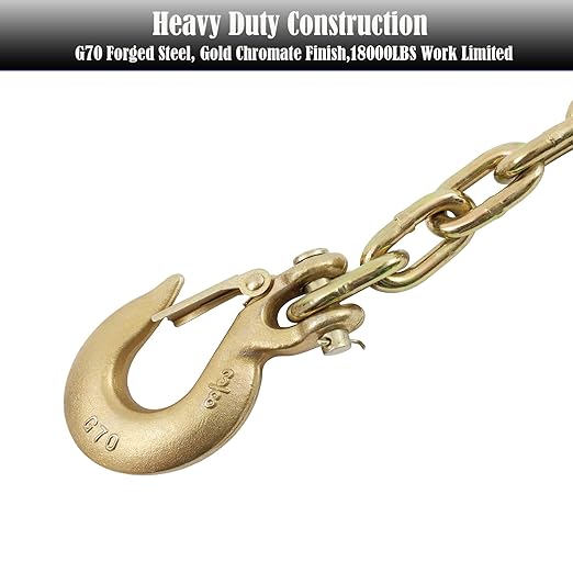 38" Clevis Slip Hook, 4 Pack Forged G70 Steel Clevis Hook with Safety Latch for Deck Hauler Receiver Hitches Trailer Wiring, Chain Hooks Solid Clevis Grab Hooks for Trailer(18,000lbs Capacity)