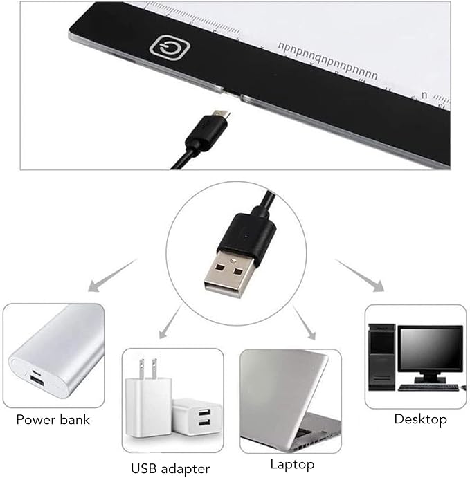A3 LED Light Pad, 12000K Tracing Light Box with Stepless Dimming, Portable USB Powered Light Board Kit for Artists,Drawing, Sketching, Animation