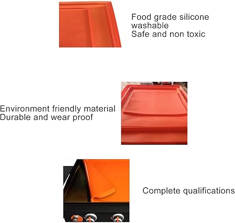 Griddle Mat Heavy Duty Silicone Grill Cover Protects Your Griddle From Debris All Season BBQ Grill Mat (22in Orange)