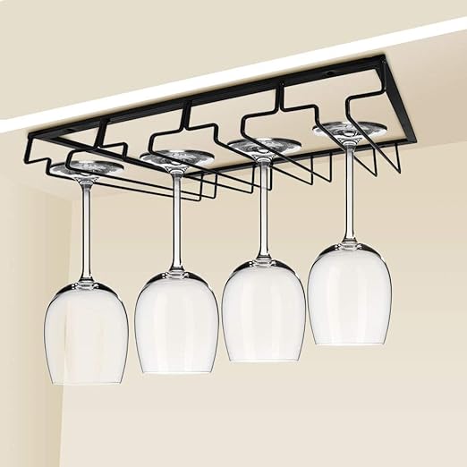 15.74 * 8.85 * 2.67In Black Wine Glass Rack Wine Glass Rack, Wine Glass Holder, Large Capacity Restaurant Decoration Goblet Holder for Wine Cabinet Bar