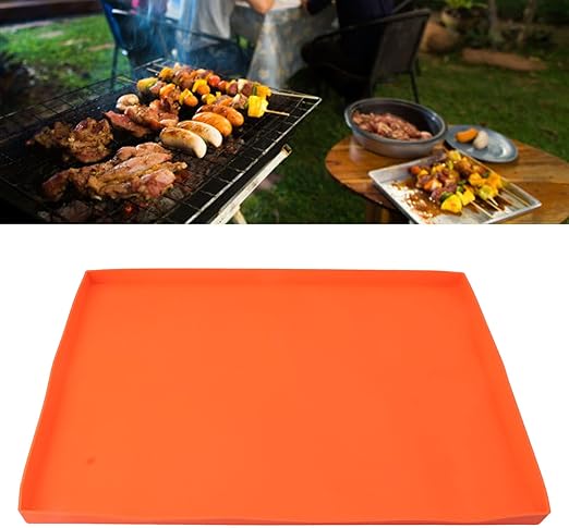 Grill Mat, Robust Silicone Grill Cover, Protects Your Grill Plate from Rodents, Dirt, Grill Mat That Can Be Used All Year Round, Grill Mat, Grill Mat (22in Orange)