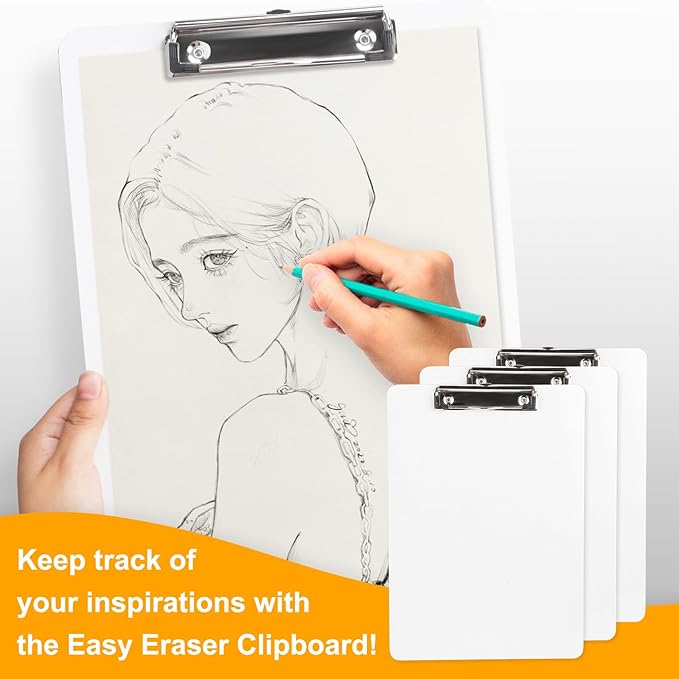Dry Erase Wood Clipboard 2 Pack, Hardboard Clip Board 8.5x11 for Classroom, Students, Kid, Size 9" x 12.5", Double-Sided White Board, with Low Profile Clip, Office School Supply