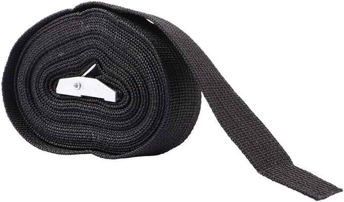 GARVALON 2pcs Polyester Cargo Straps Zinc Alloy Buckle Fixing Kit Band for Car Motorcycle Black Sturdy and Easy to Use