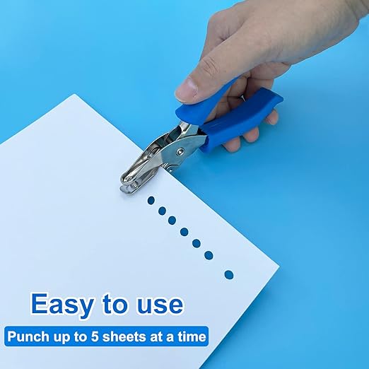 Single Hole Punch 14 Paper Hole Puncher for Crafts, One Hole Puncher with Blue Soft Grip Handle for Kids and Adults, Handheld Circle Punch for Paper Crafts in Home, Office, Classroom