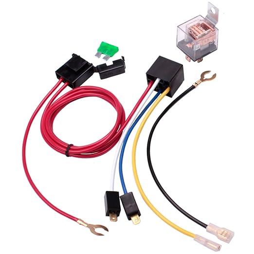 FARBIN Air Horn Relay Wiring Harness Kit 12V 80 AMP for Car Truck Motorcycle (Relay 4 pin Single Horn Wiring Harness, 12V)