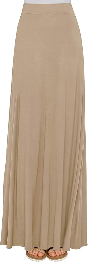 Lock and Love Women's Casual Comfy Stylish High Waist Flare Long Maxi Skirt – Available in Print & Solid Options