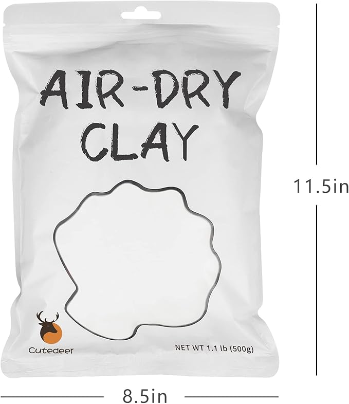 Cutedeer White Air Dry Clay, 1.1lb Foam Modeling Clay, Soft Squishy Molding for Kids Adults, Arts Crafts Project Slime Supplies(1.1lb - 1 Pack, White)