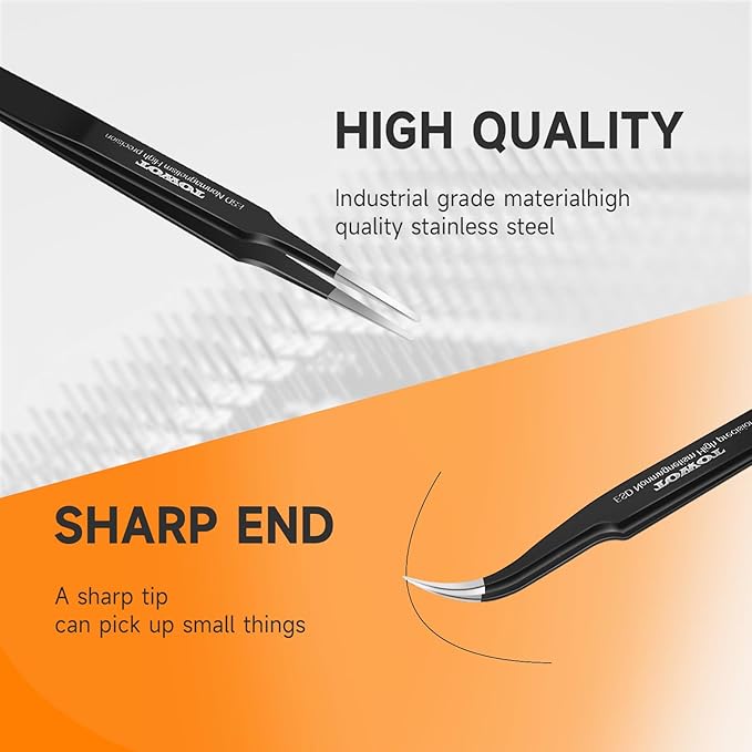 TOWOT Precision Tweezers, Pointed Tweezers for Electronics, Anti-static Stainless Steel Long Tweezers for Crafts, Soldering, Welding, and Jewelry Making Industrial Tweezers