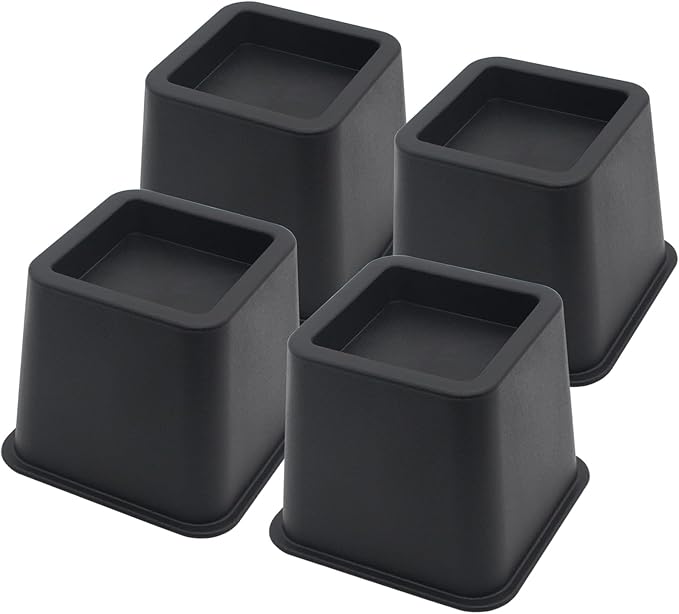 4 Pack Bed Risers 3 inch Furniture Risers, Heavy Duty Bed Lifts Risers for Table, Sofa, Chair, Couch, Desk, Bed Frame Risers Supports Up to 1,500 Lbs Black