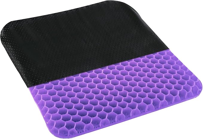 Yimiyaa Gel Seat Cushion, Double Thick Egg Gel Cushion for Pressure Pain Relief, Breathable Wheelchair Cushion Chair Pads for Car Seat Office Chair Purple and Black