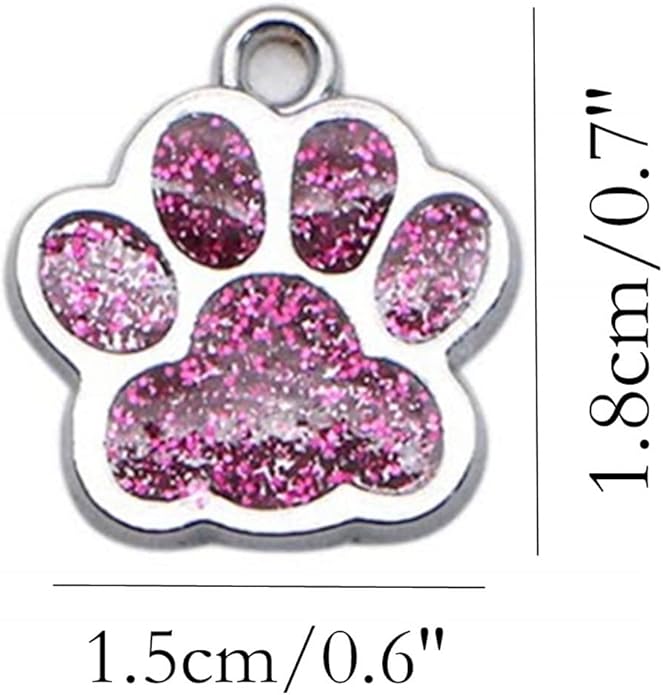 HAN SHENG 40 Pcs Dog Cat Paw Shape Charms Pendants, Crystal Beads for DIY Jewelry Making, Animal Theme Jewelry Findings (Multicolor)