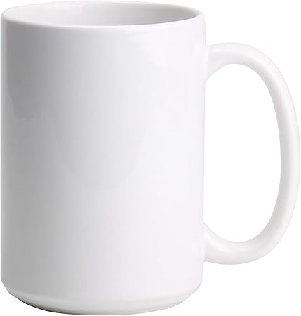 15oz Ceramic Sublimation Coffee Mug, White, Case of 12