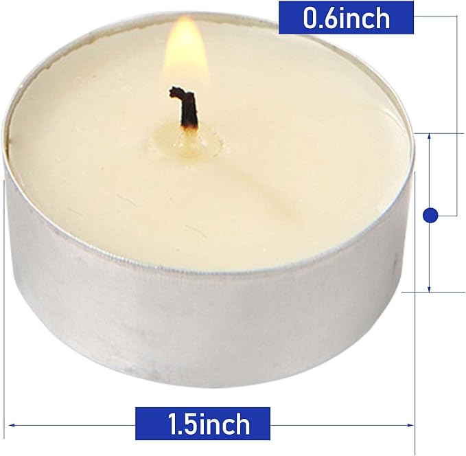 Visen 50Pack Tealight Candles, White, Unscented, Smokeless, Dripless & 6Hours Burn Time Long Burning Paraffin Tea Lights Candles for Home, Romantic Decor, Pool, Shabbat, Weddings & Emergencies