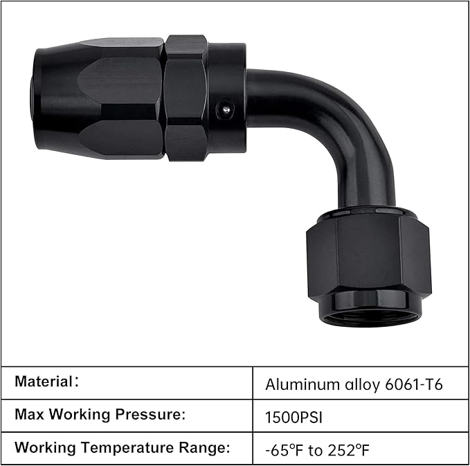 EVIL ENERGY 6AN Hose End Fitting 90 Degree Swivel for CPE Braided Hose Black