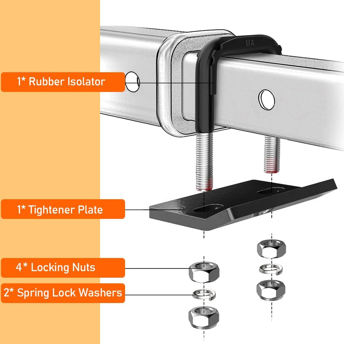 Hitch Tightener Anti-Rattle Clamp, Heavy Duty Steel Stabilizer for 1.25 and 2 inch Trailer Hitches