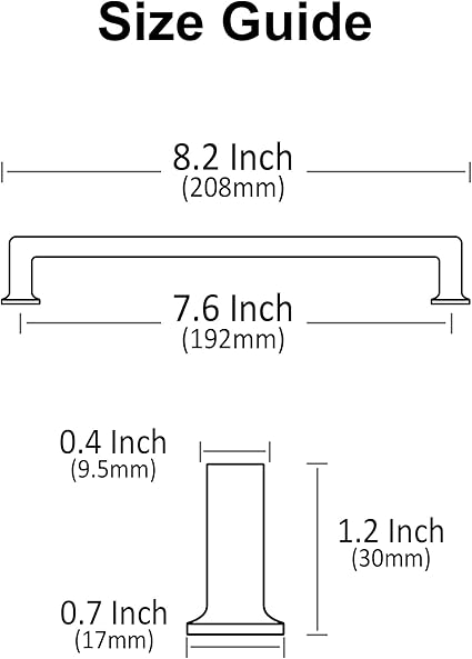 Alzassbg 10 Pack Brushed Gold Cabinet Pulls, 7-12 Inch(192mm) Hole Centers Cabinet Handles Square Kitchen Hardware for Cabinets AL3046BG