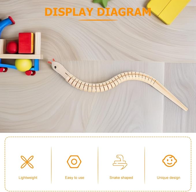 Unfinished Wooden Wiggly Snakes Toy: Jointed Flexible Wood Snake to Paint 6pcs Blank Animal Model for DIY Arts Crafts Birthday Party Favors