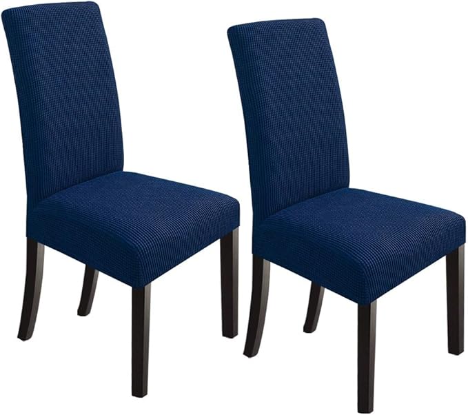 NORTHERN BROTHERS Chair Covers Set of 2 Parsons Chair Covers Chair Slipcovers Super Fit Kitchen Chair Protector Cover for Dining Room, Navy Blue