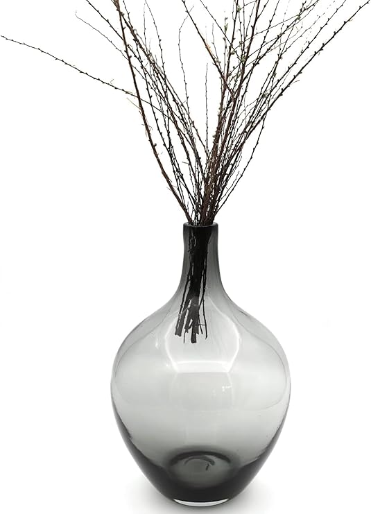 Large Black Clear Glass Vase Balloon Jug Tall Floor Vases for Centerpieces Home Decor Modern Vase for Wedding Party Living Room Office Housewarming Gift