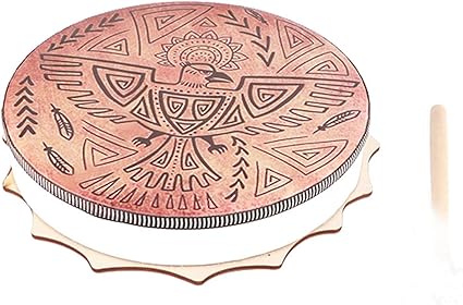 belupai 9.8in Shaman Drum with Drum Stick,Handmade Shaman Drum,Spiritual Instrument,Sound Healer Shaman Drum for Spiritual Music(2)