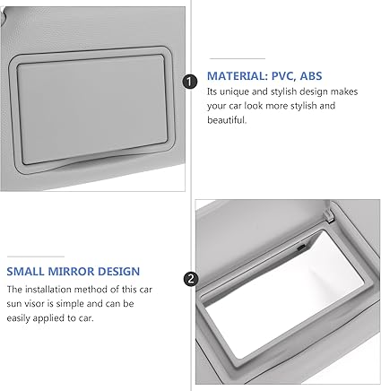 Mobestech Grey Driver Side Sun Visor with Mirror Replacement Car Interior Sun Protection Visor with Vanity Mirror