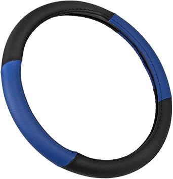 BDK Black Blue Steering Wheel Cover for Car, Medium (14.5" - 15.5") Ergonomic Comfort Grip for Men Women, Fits Most Car Steering Wheel Cover for Auto Truck SUV