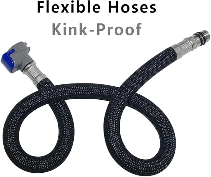 Quick Connect Faucet Water Supply Lines, 12 Inch, Widespread Bathroom Faucet Replacement Fast Lock Pipe Hoses, 2 Packs