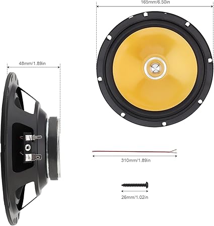 Car Speakers 2pcs 6.5 Inch 280W 2-Way Car HiFi Coaxial Speaker 90dB Full Range Frequency