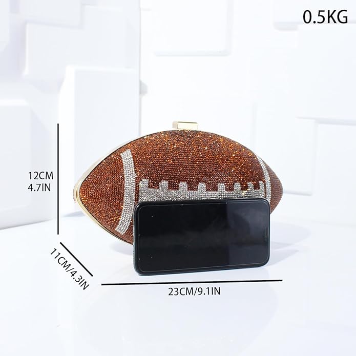 Bling Rhinestone Football Shaped Rugby Quirky Bag Novelty Round Ball Crystal Evening Bags Handbag for Party