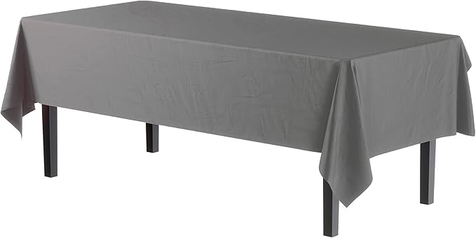Exquisite 4-Pack Silver Plastic Table Cloth - 54In. x 108In. Disposable Tablecloth for Parties - Rectangle Tablecloth - Disposable Table Cloths for Parties - Plastic Table Cover for Picnics
