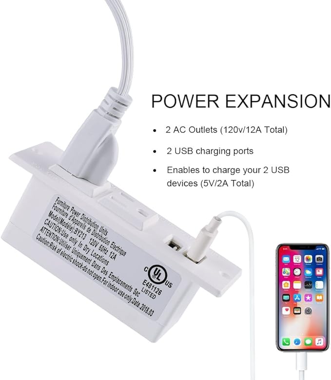Conference Recessed Power Strip Socket with USB Ports,Table Power Strip,Desktop Charging Station with 2-Outlets and 2 USB Ports